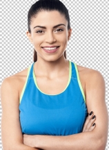 Confident fitness woman smiling at camera